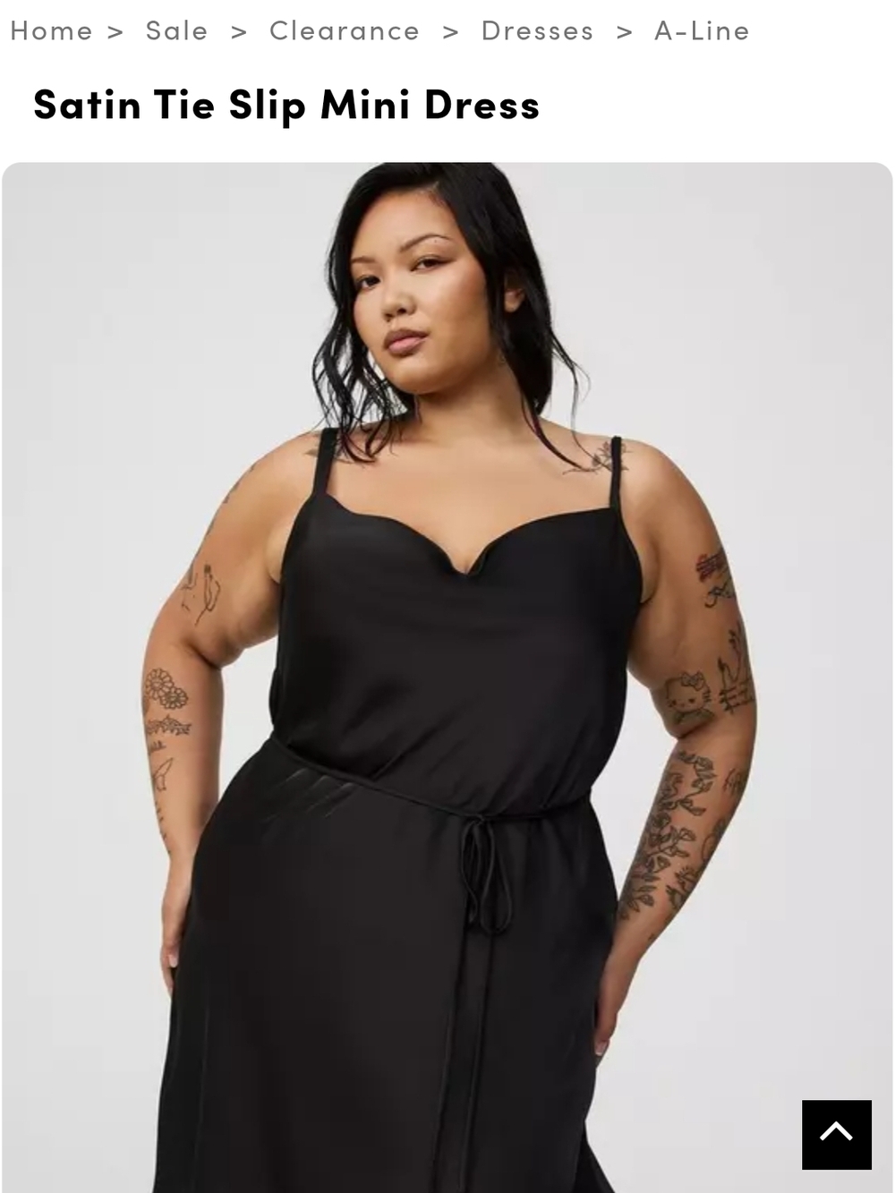 torrid Black Satin Tie Slip Mini Dress